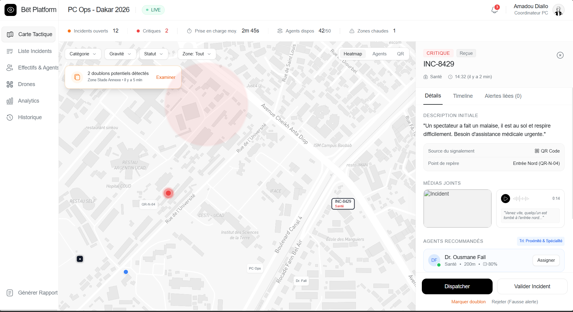 Carte tactique du coordinateur